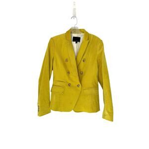 Banana Republic Corduroy Double Breasted Blazer Yellow Office Work Size 2